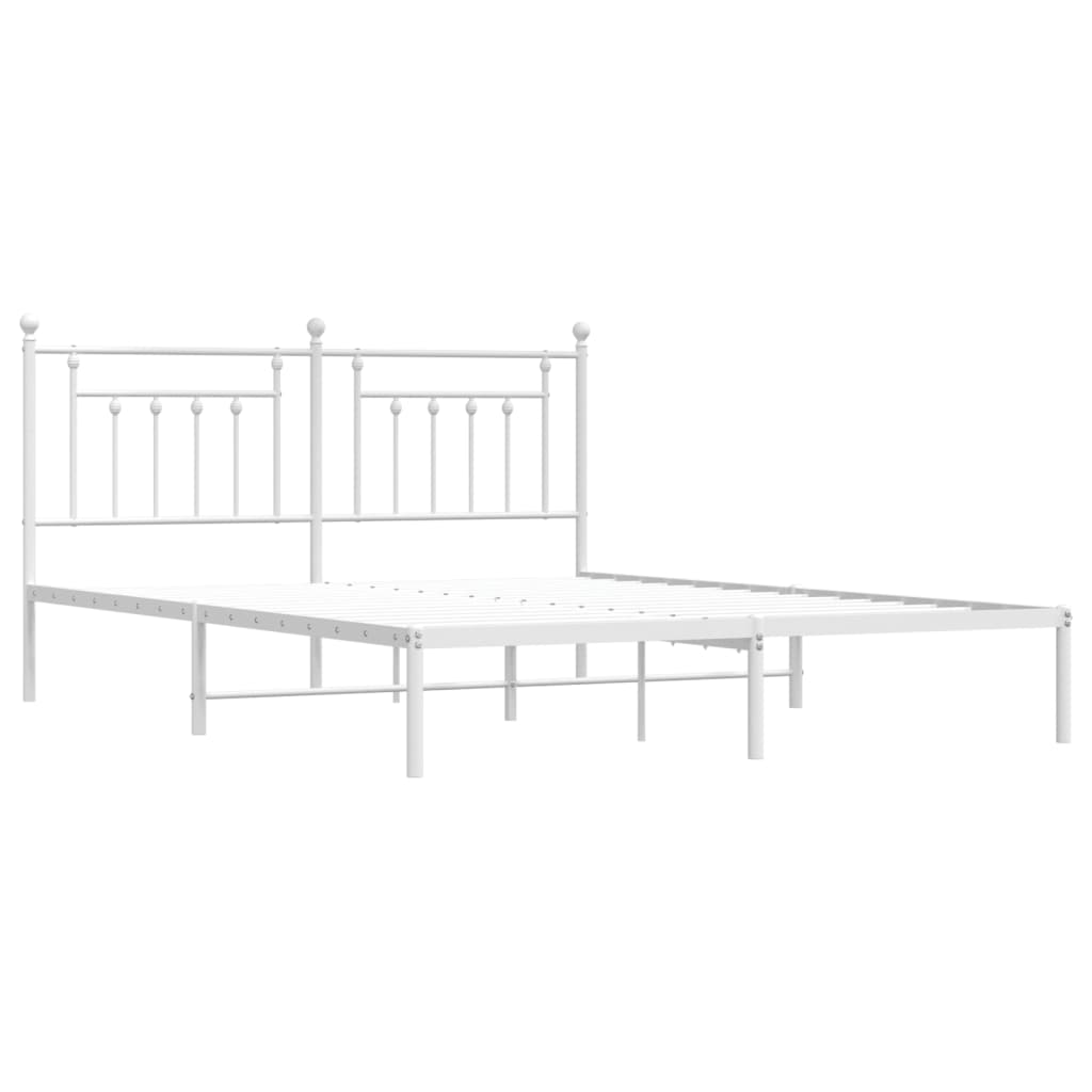 sengeramme med sengegavl 160x200 cm metal hvid