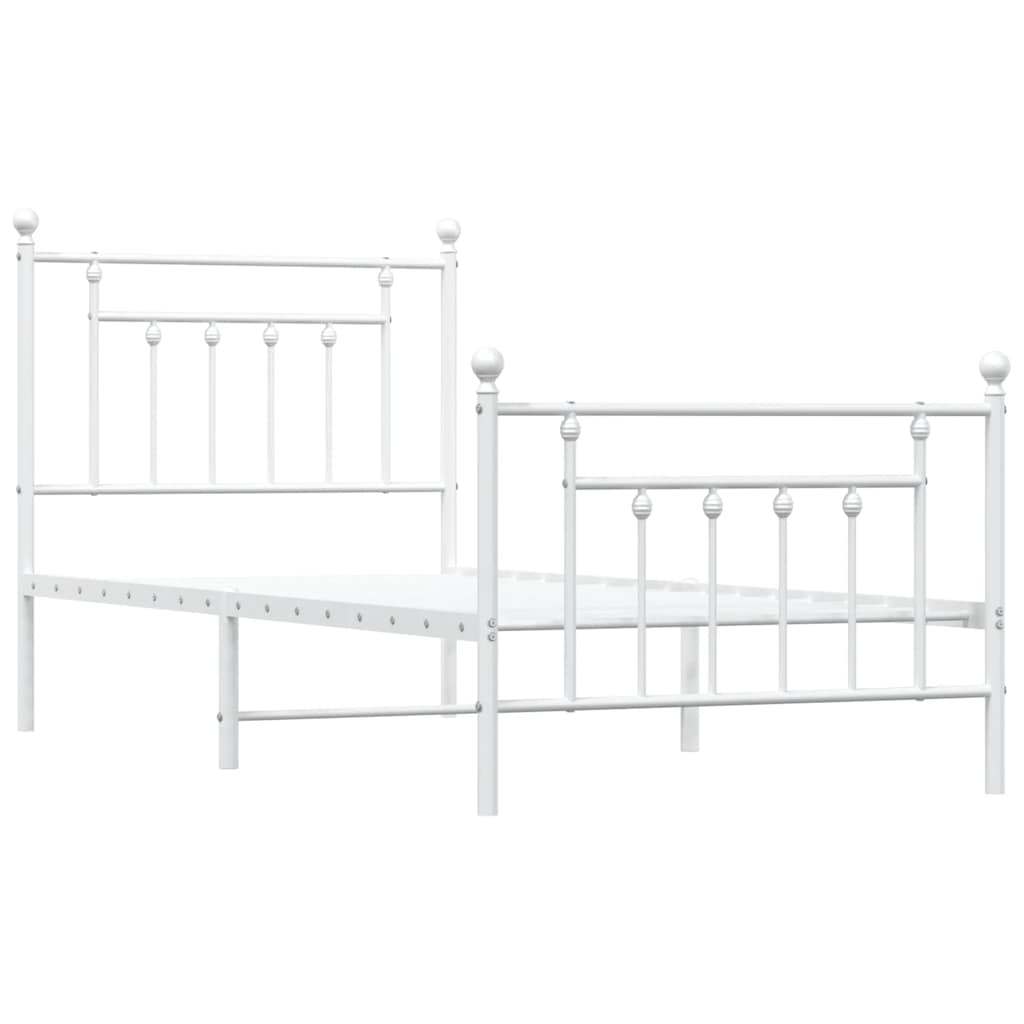 sengeramme med sengegavl og fodgærde 90x190 cm metal hvid