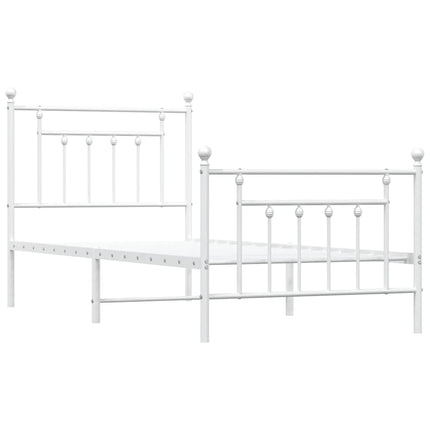 sengeramme med sengegavl og fodgærde 90x190 cm metal hvid