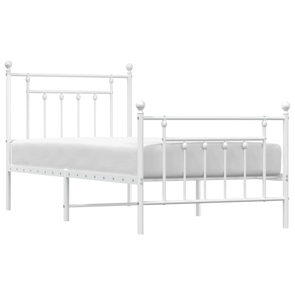 sengeramme med sengegavl og fodgærde 90x190 cm metal hvid