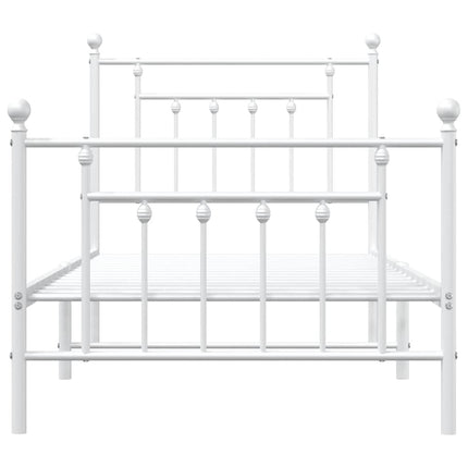 sengeramme med sengegavl og fodgærde 90x190 cm metal hvid