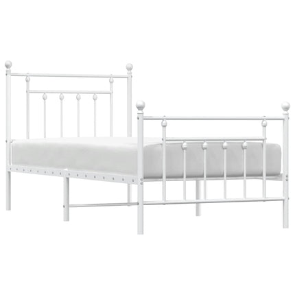 sengeramme med sengegavl og fodgærde 90x200 cm metal hvid