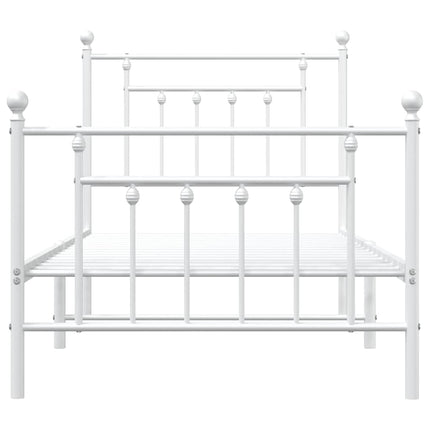 sengeramme med sengegavl og fodgærde 90x200 cm metal hvid