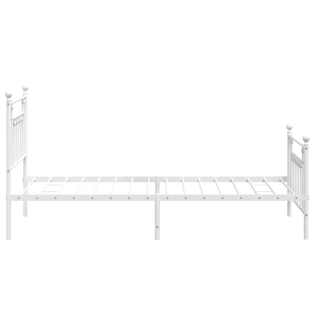 sengeramme med sengegavl og fodgærde 100x190 cm metal hvid