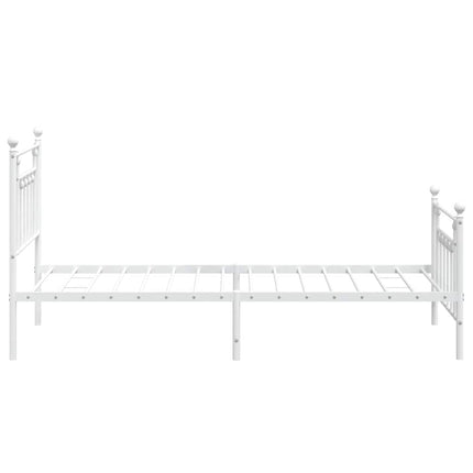 sengeramme med sengegavl og fodgærde 100x190 cm metal hvid