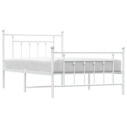 sengeramme med sengegavl og fodgærde 100x200 cm metal hvid