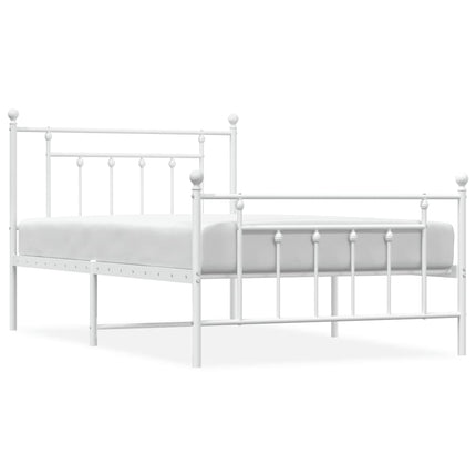 sengeramme med sengegavl og fodgærde 107x203 cm metal hvid