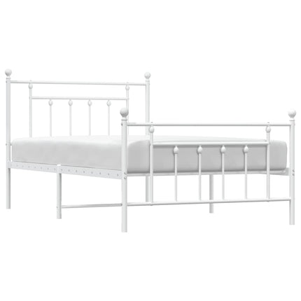 sengeramme med sengegavl og fodgærde 107x203 cm metal hvid