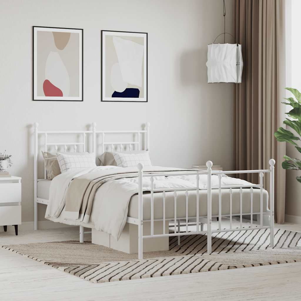 sengeramme med sengegavl og fodgærde 120x190 cm metal hvid