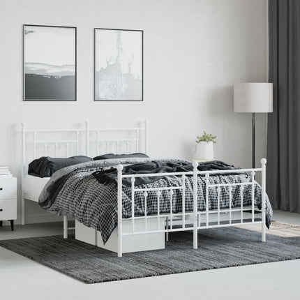 sengeramme med sengegavl og fodgærde 140x190 cm metal hvid
