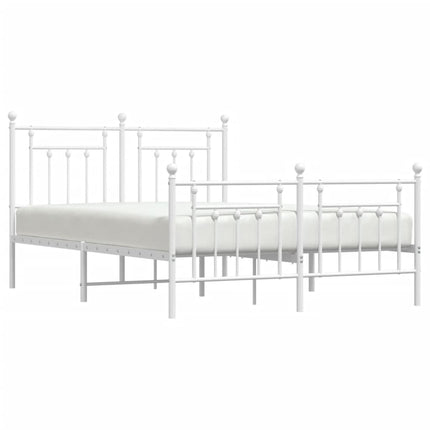 sengeramme med sengegavl og fodgærde 140x190 cm metal hvid