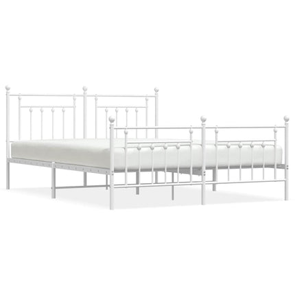 sengeramme med sengegavl og fodgærde 183x213 cm metal hvid