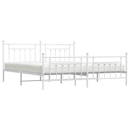 sengeramme med sengegavl og fodgærde 193x203 cm metal hvid