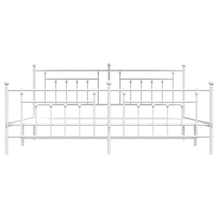 sengeramme med sengegavl og fodgærde 193x203 cm metal hvid