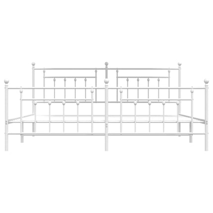 sengeramme med sengegavl og fodgærde 200x200 cm metal hvid