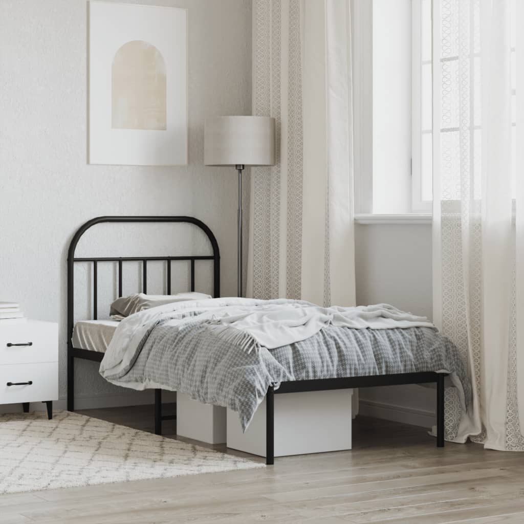 sengeramme med sengegavl 80x200 cm metal sort