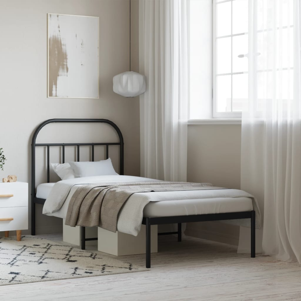 sengeramme med sengegavl 80x200 cm metal sort