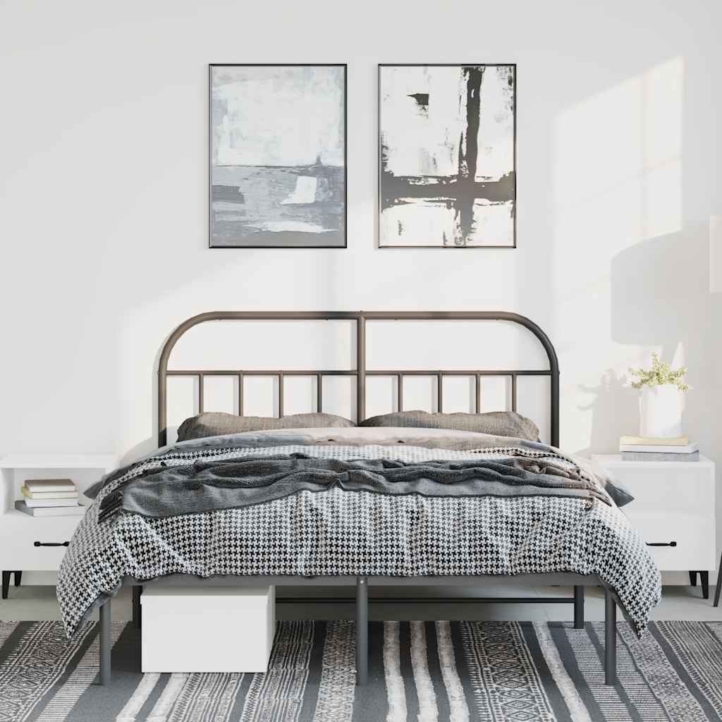 sengeramme med sengegavl 135x190 cm metal sort