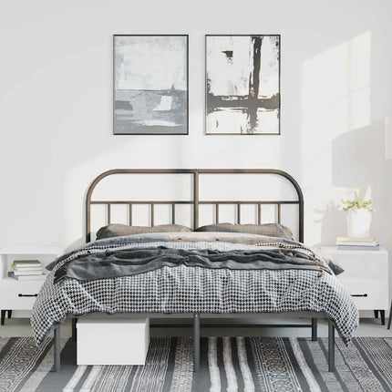 sengeramme med sengegavl 135x190 cm metal sort