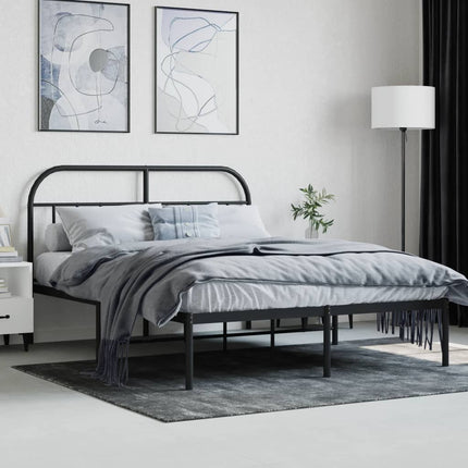 sengeramme med sengegavl 140x200 cm metal sort