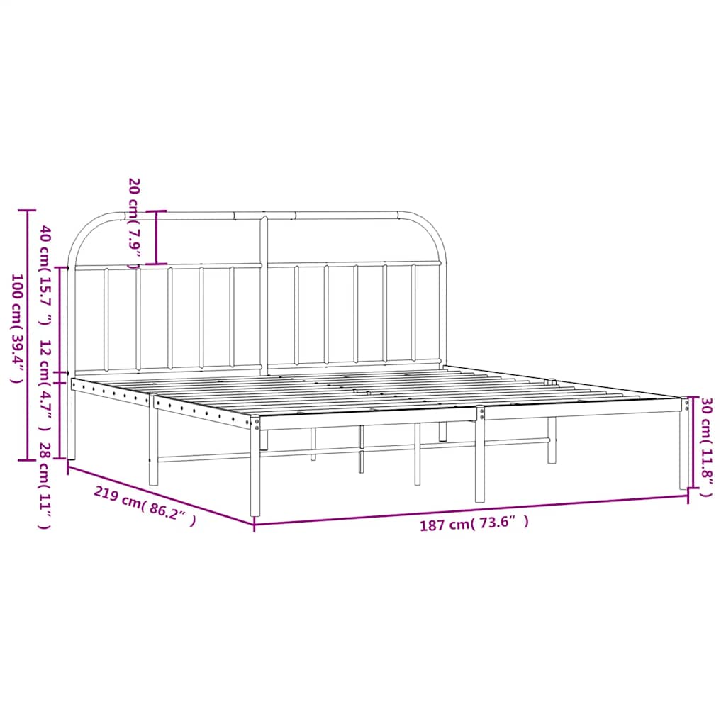 sengeramme med sengegavl 183x213 cm metal sort