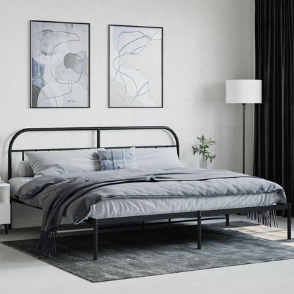 sengeramme med sengegavl 200x200 cm metal sort