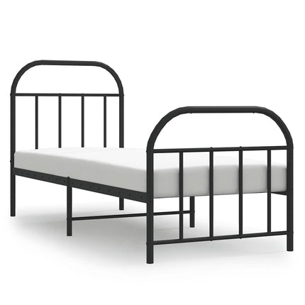 sengeramme med sengegavl og fodgærde 75x190 cm metal sort