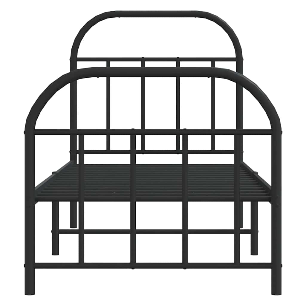 sengeramme med sengegavl og fodgærde 75x190 cm metal sort