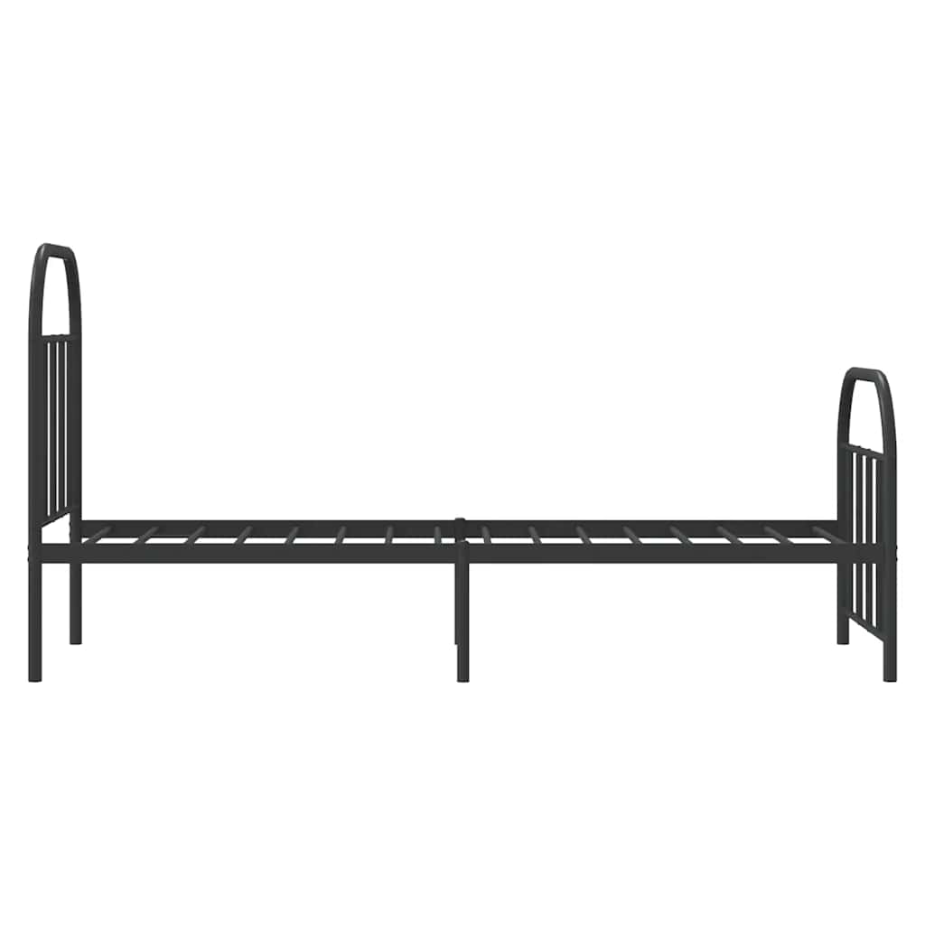 sengeramme med sengegavl og fodgærde 75x190 cm metal sort