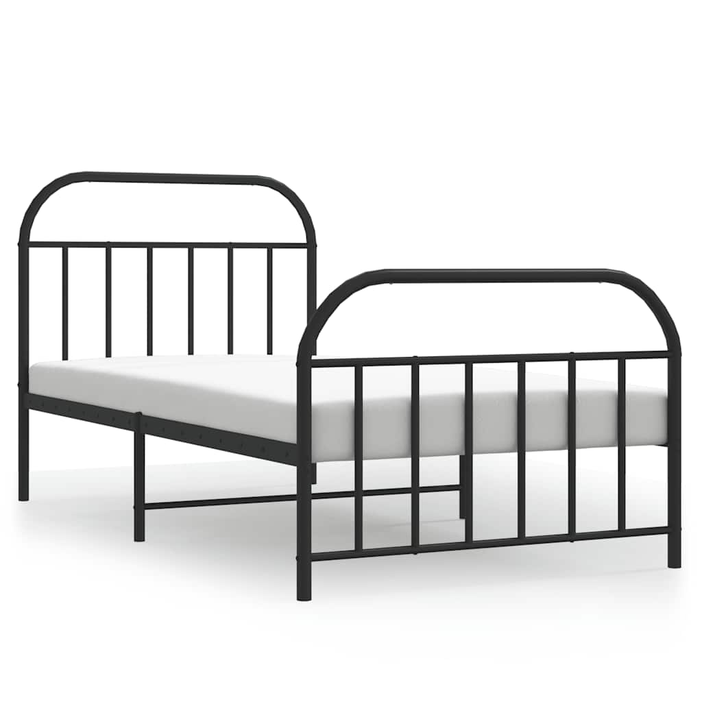 sengeramme med sengegavl og fodgærde 100x190 cm metal sort