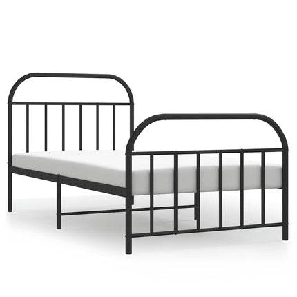 sengeramme med sengegavl og fodgærde 100x190 cm metal sort