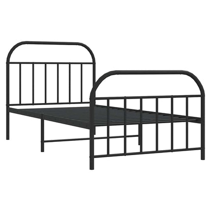 sengeramme med sengegavl og fodgærde 100x190 cm metal sort