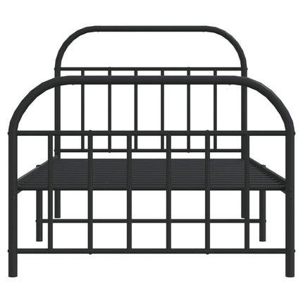 sengeramme med sengegavl og fodgærde 107x203 cm metal sort