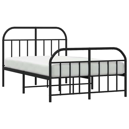 sengeramme med sengegavl og fodgærde 120x190 cm metal sort