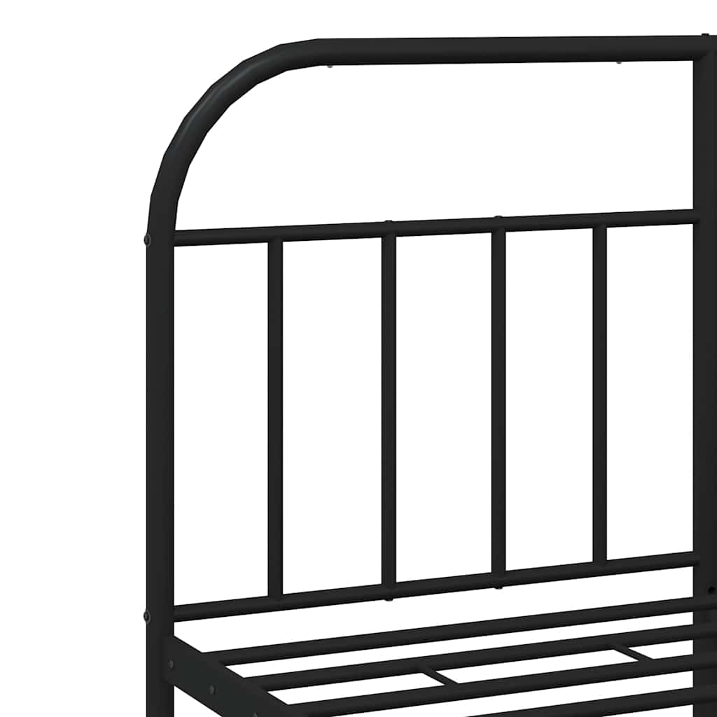 sengeramme med sengegavl og fodgærde 135x190 cm metal sort