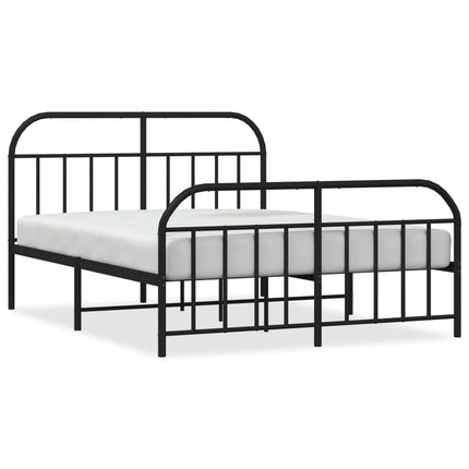 sengeramme med sengegavl og fodgærde 140x190 cm metal sort
