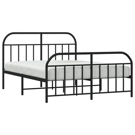 sengeramme med sengegavl og fodgærde 140x190 cm metal sort