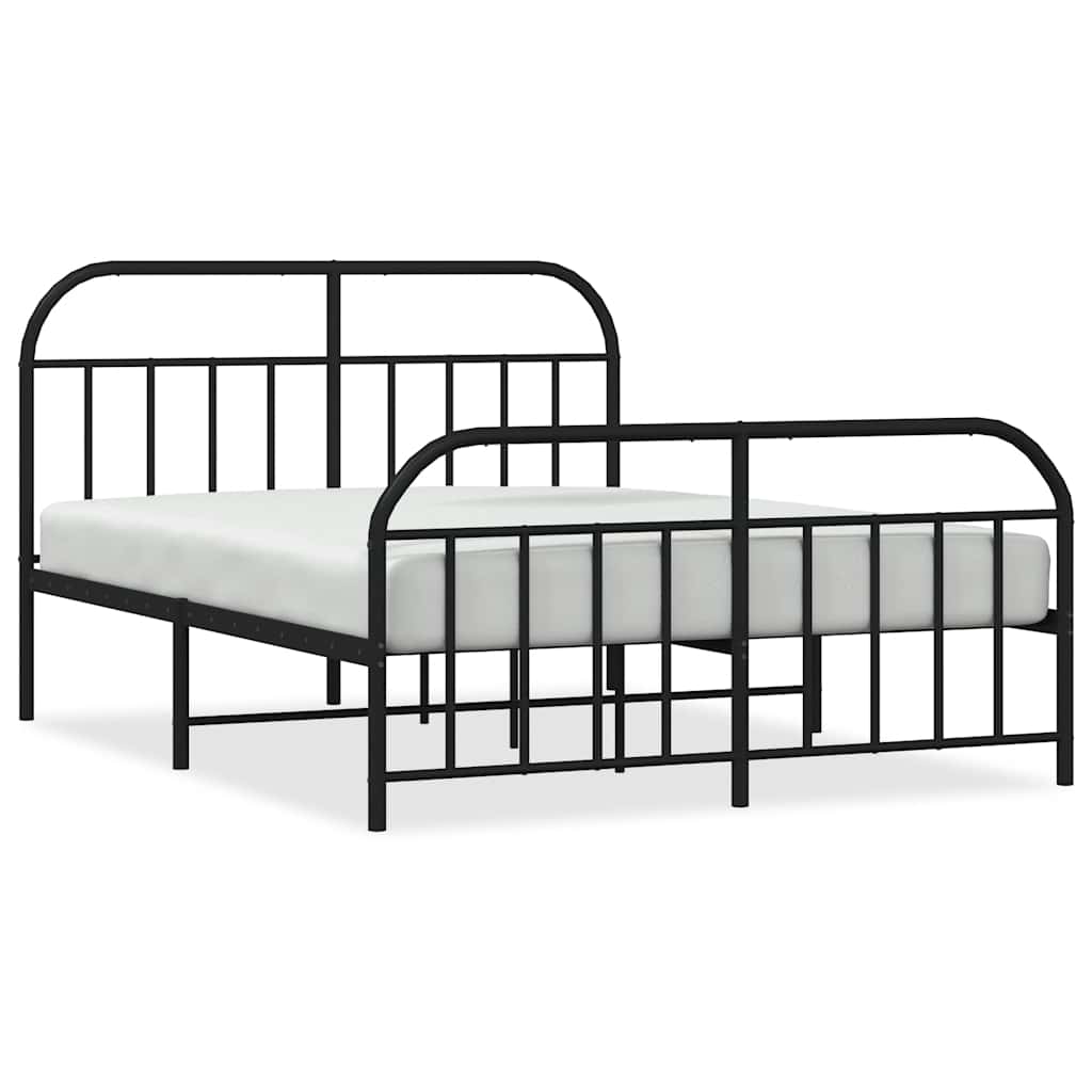 sengeramme med sengegavl og fodgærde 150x200 cm metal sort