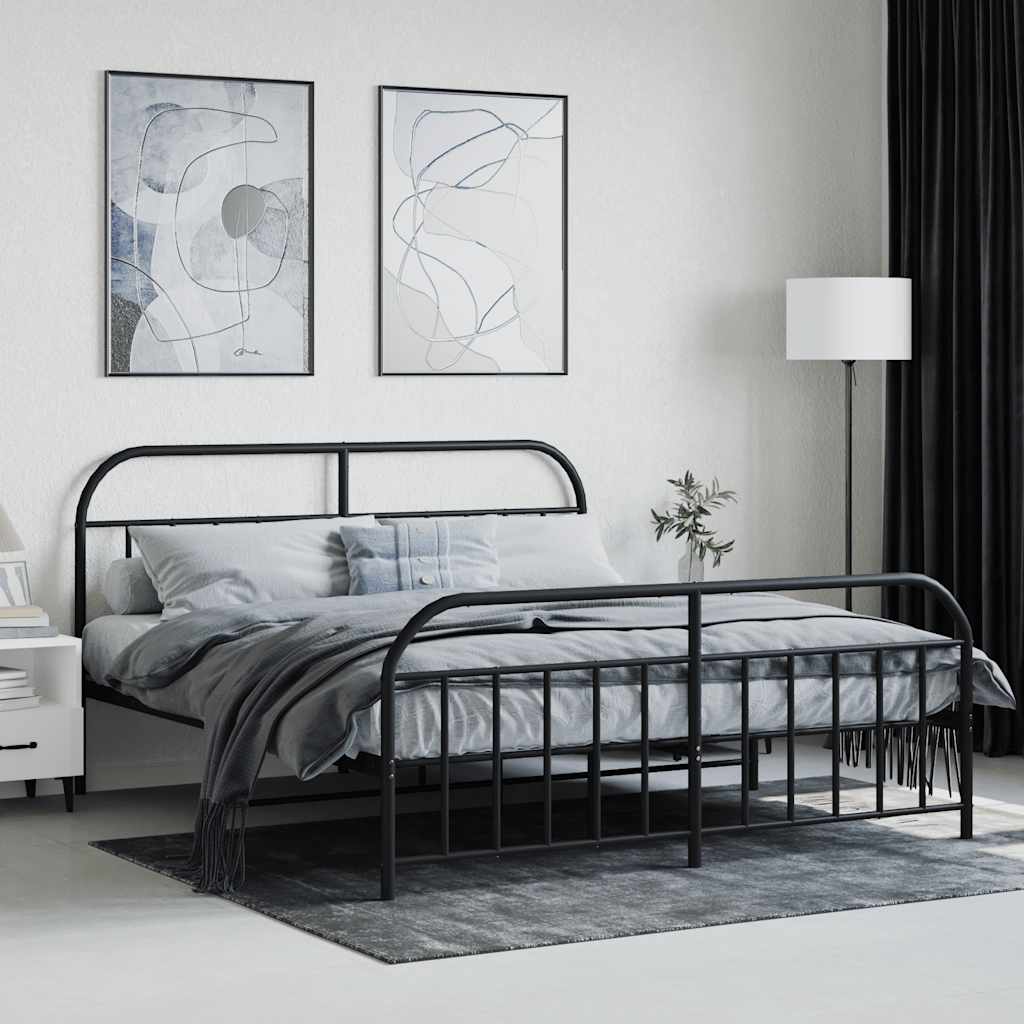 sengeramme uden madras med fodgærde 160x200 cm sort