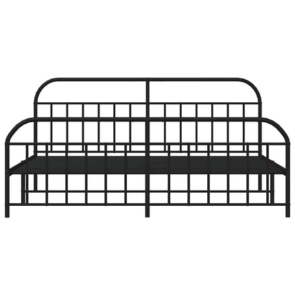 sengeramme med sengegavl og fodgærde 193x203 cm metal sort