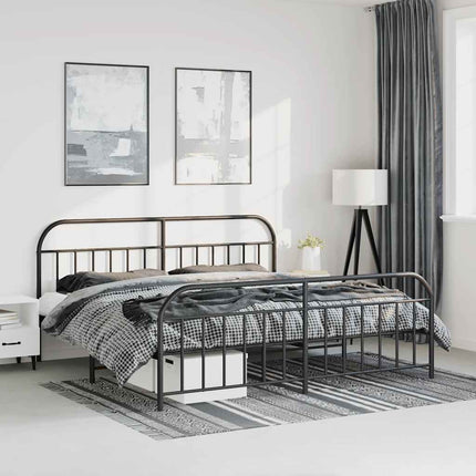 sengeramme med sengegavl og fodgærde 193x203 cm metal sort