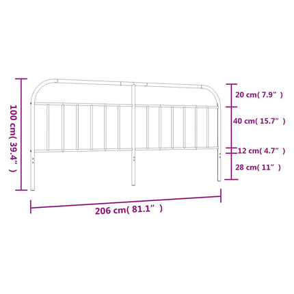udskiftningsgavl 200 cm metal sort