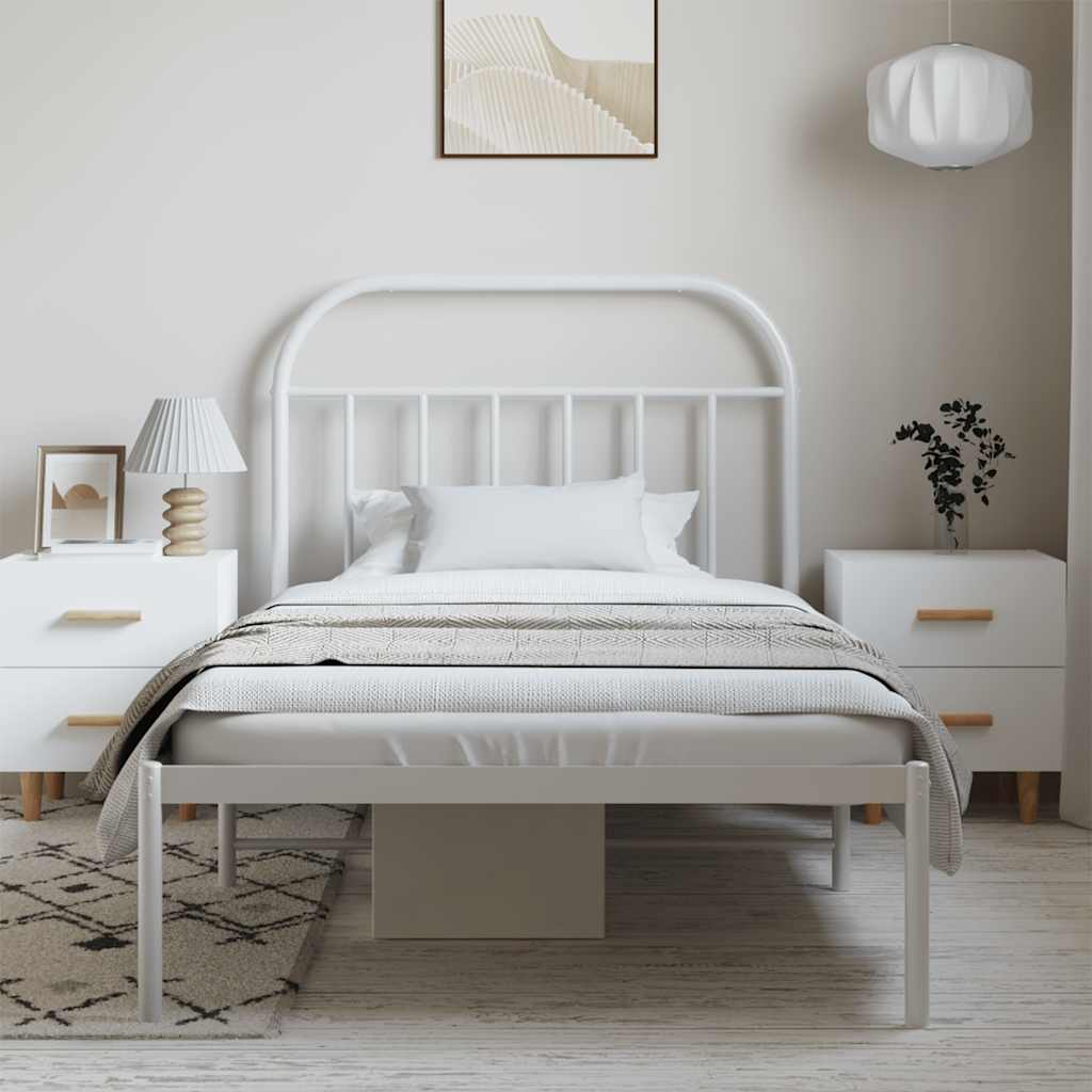 sengeramme med sengegavl 100x190 cm metal hvid