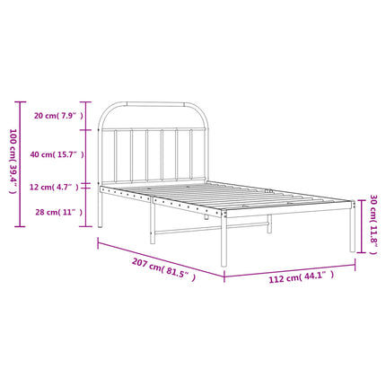 sengeramme med sengegavl 107x203 cm metal hvid