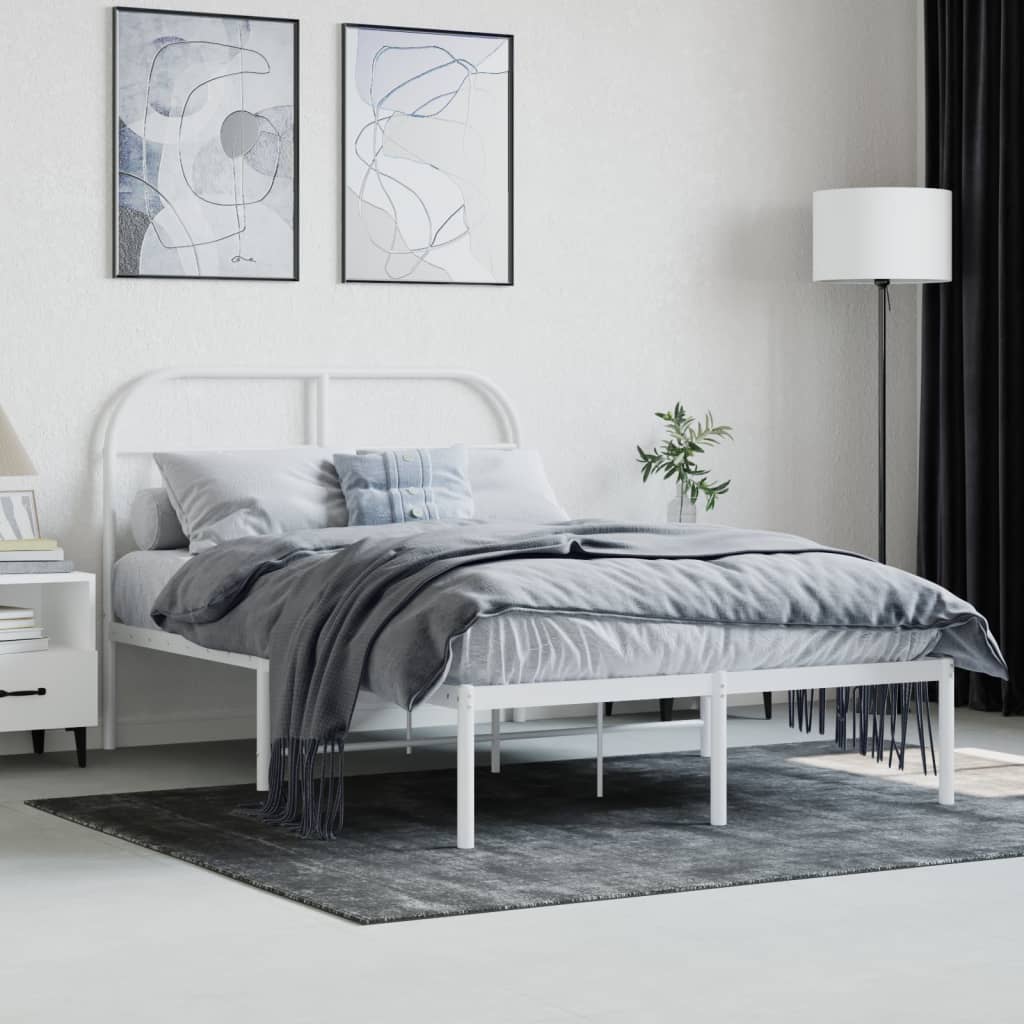 sengeramme med sengegavl 120x200 cm metal hvid