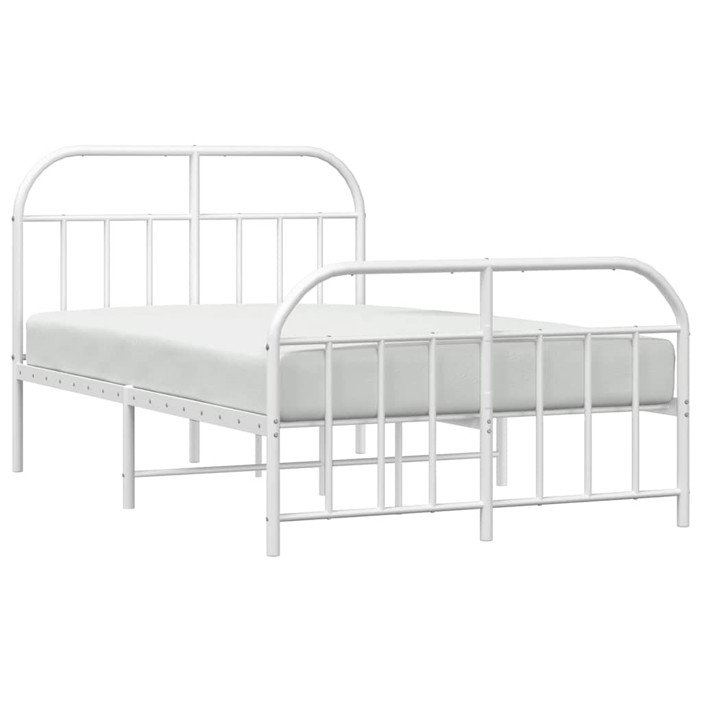 sengeramme med sengegavl og fodgærde 120x190 cm metal hvid