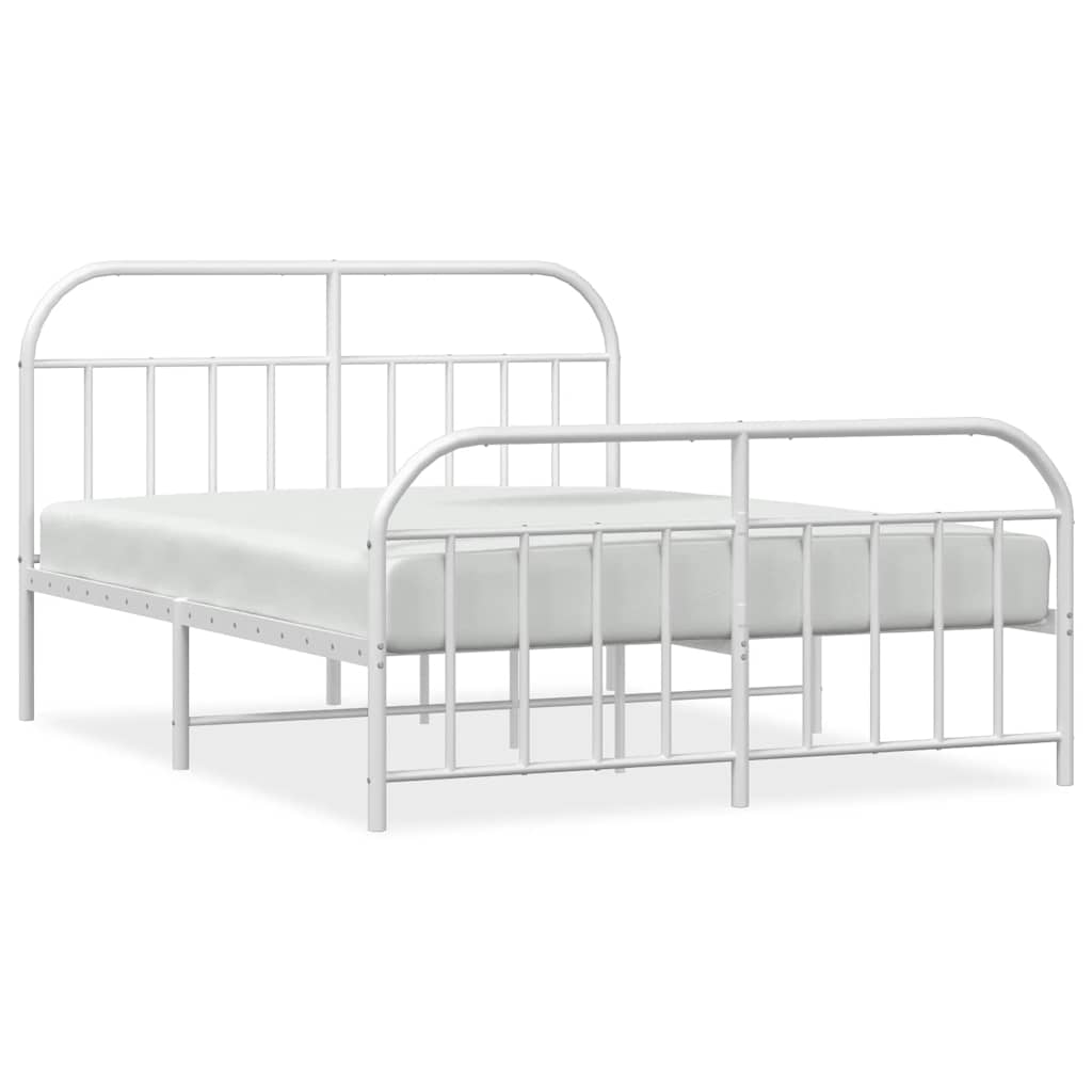 sengeramme med sengegavl og fodgærde 135x190 cm metal hvid