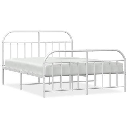 sengeramme med sengegavl og fodgærde 135x190 cm metal hvid