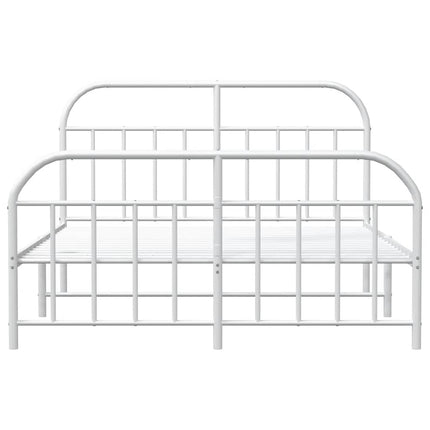 sengeramme med sengegavl og fodgærde 135x190 cm metal hvid