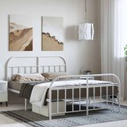 sengeramme med sengegavl og fodgærde 135x190 cm metal hvid